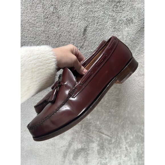 Vtg 60s 70s GH Bass Weejuns Men’s 12 C Oxblood Leather Tassel loafers Made USA - Picture 3 of 13